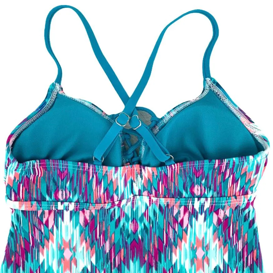 Blue/Fuchsia/Orange Tankini Top Size XS Women's Swimwear