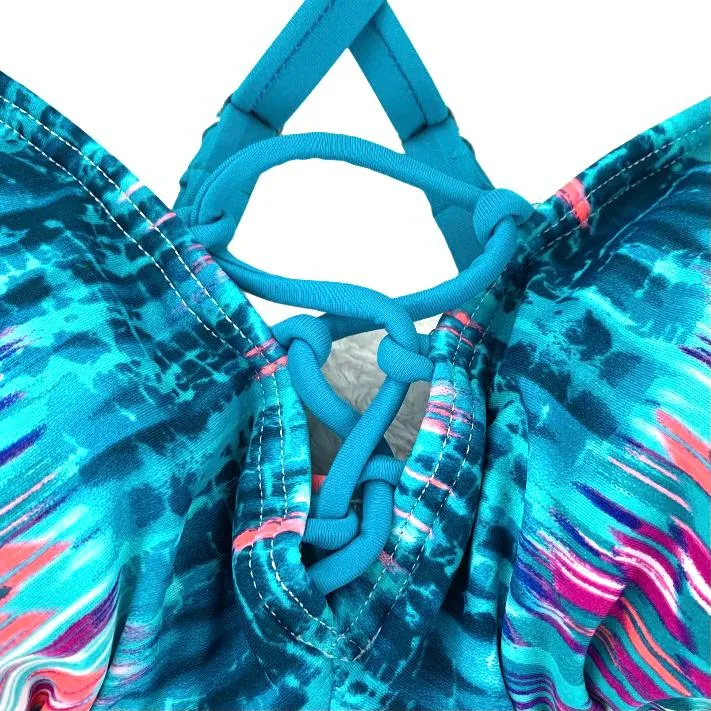 Blue/Fuchsia/Orange Tankini Top Size XS Women's Swimwear