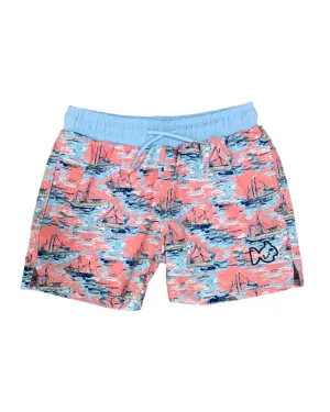 Boogie Board Swim Trunks - Flamingo Pink Shrimp Boat