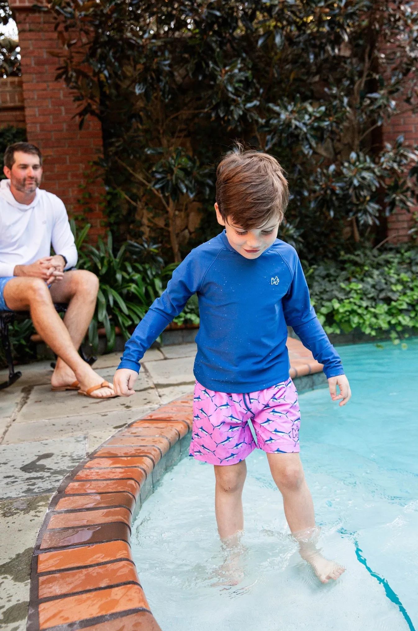 Boys' Reef Rashguard Swim Shirt in Solid Set Sail Navy Blue