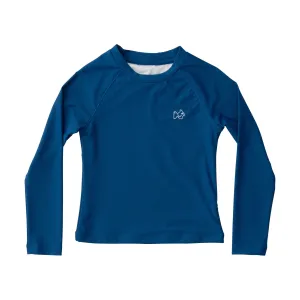 Boys' Reef Rashguard Swim Shirt in Solid Set Sail Navy Blue