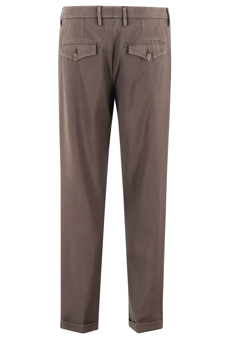 Brown Chino Trousers With Pleats