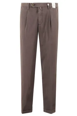 Brown Chino Trousers With Pleats