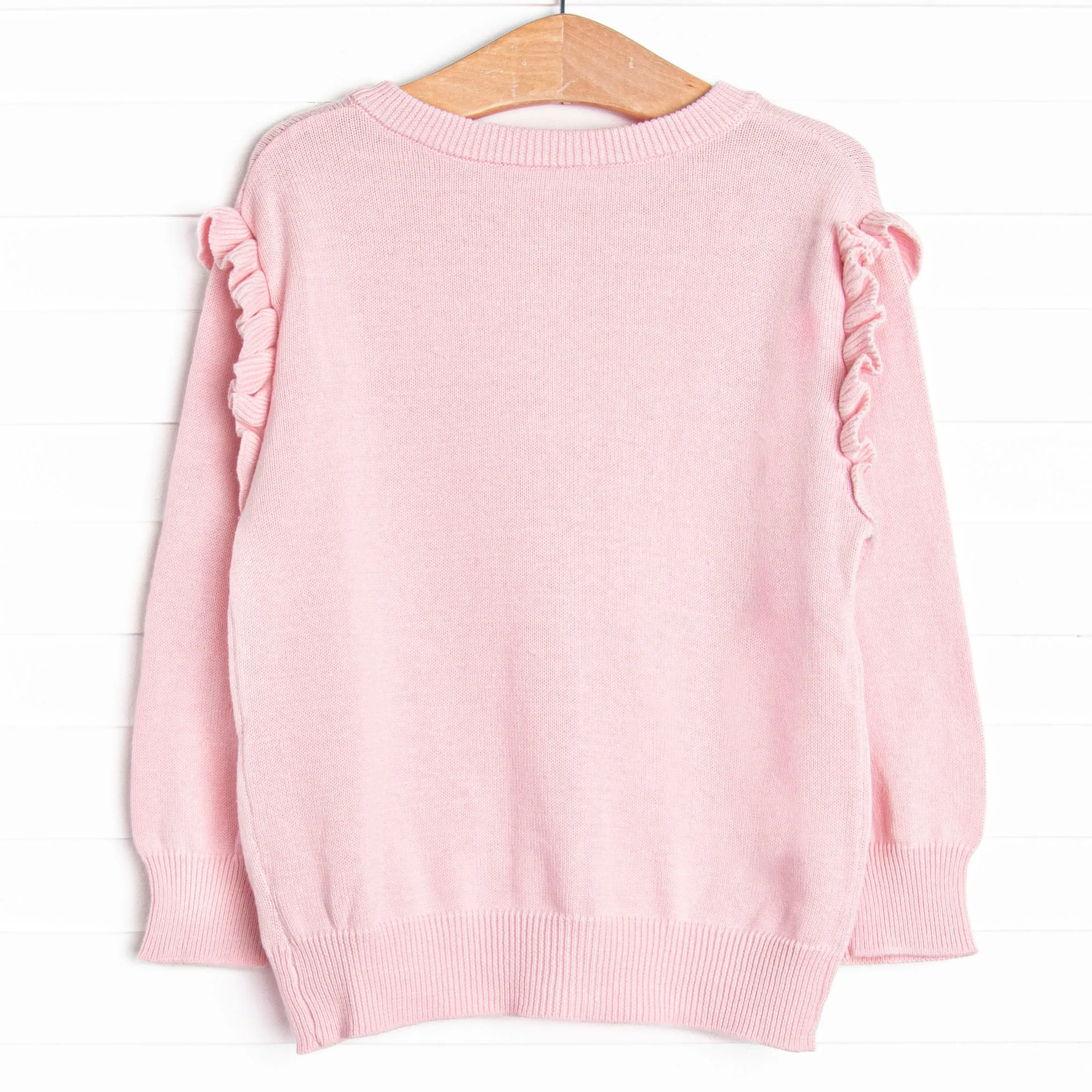 Button-Up Flutter Sleeve Sweater, Pink