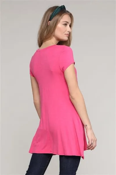 Cap Sleeve Solid Hue Tunic Coral - Pack of 6