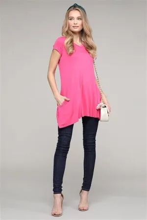 Cap Sleeve Solid Hue Tunic Coral - Pack of 6