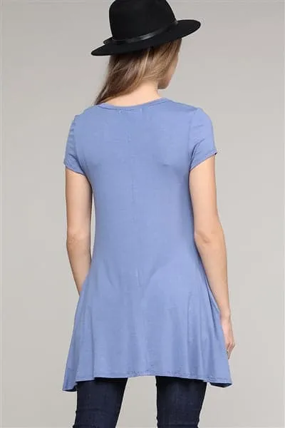 Cap Sleeve Solid Hue Tunic Denim - Pack of 6