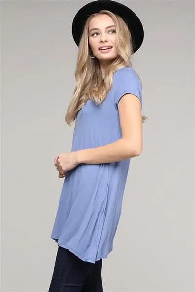 Cap Sleeve Solid Hue Tunic Denim - Pack of 6