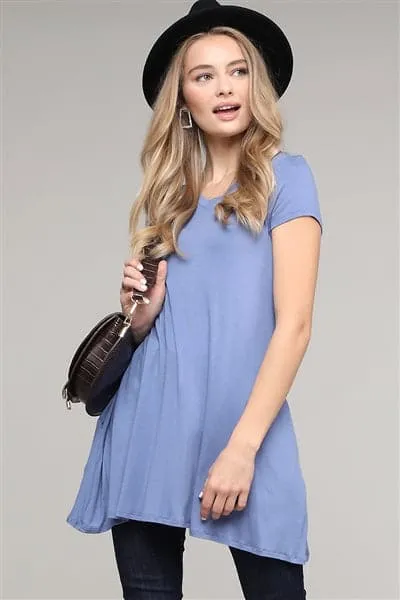 Cap Sleeve Solid Hue Tunic Denim - Pack of 6