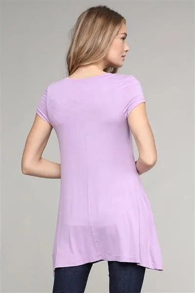 Cap Sleeve Solid Hue Tunic Violet  - Pack of 6