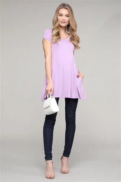 Cap Sleeve Solid Hue Tunic Violet  - Pack of 6