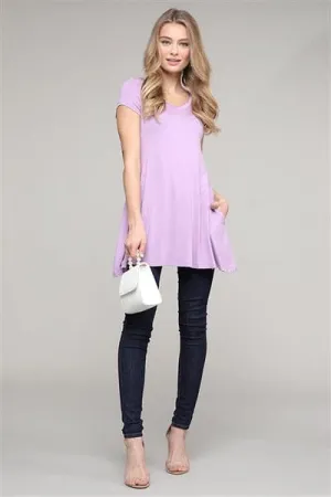 Cap Sleeve Solid Hue Tunic Violet  - Pack of 6