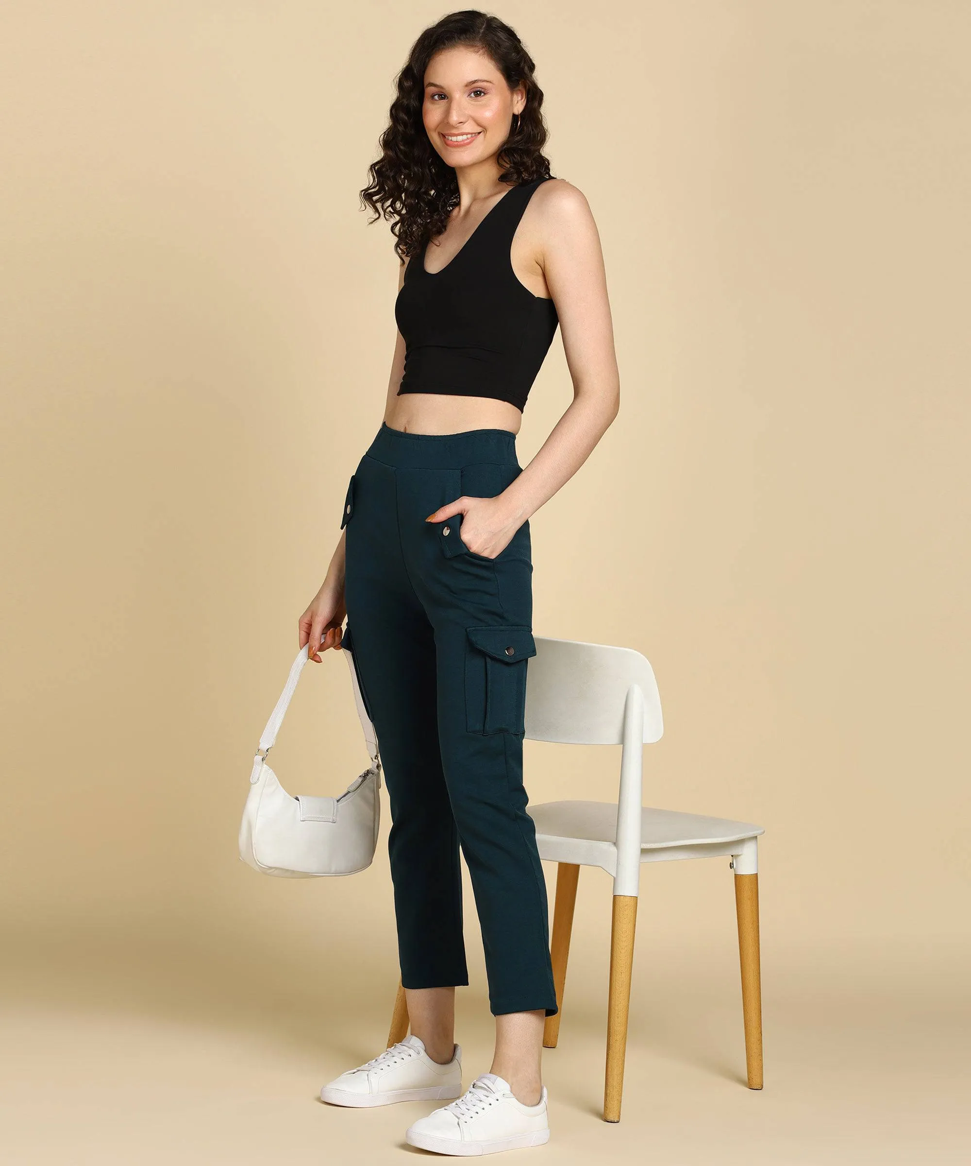 Casual High Waist Tapered Cargo Pants