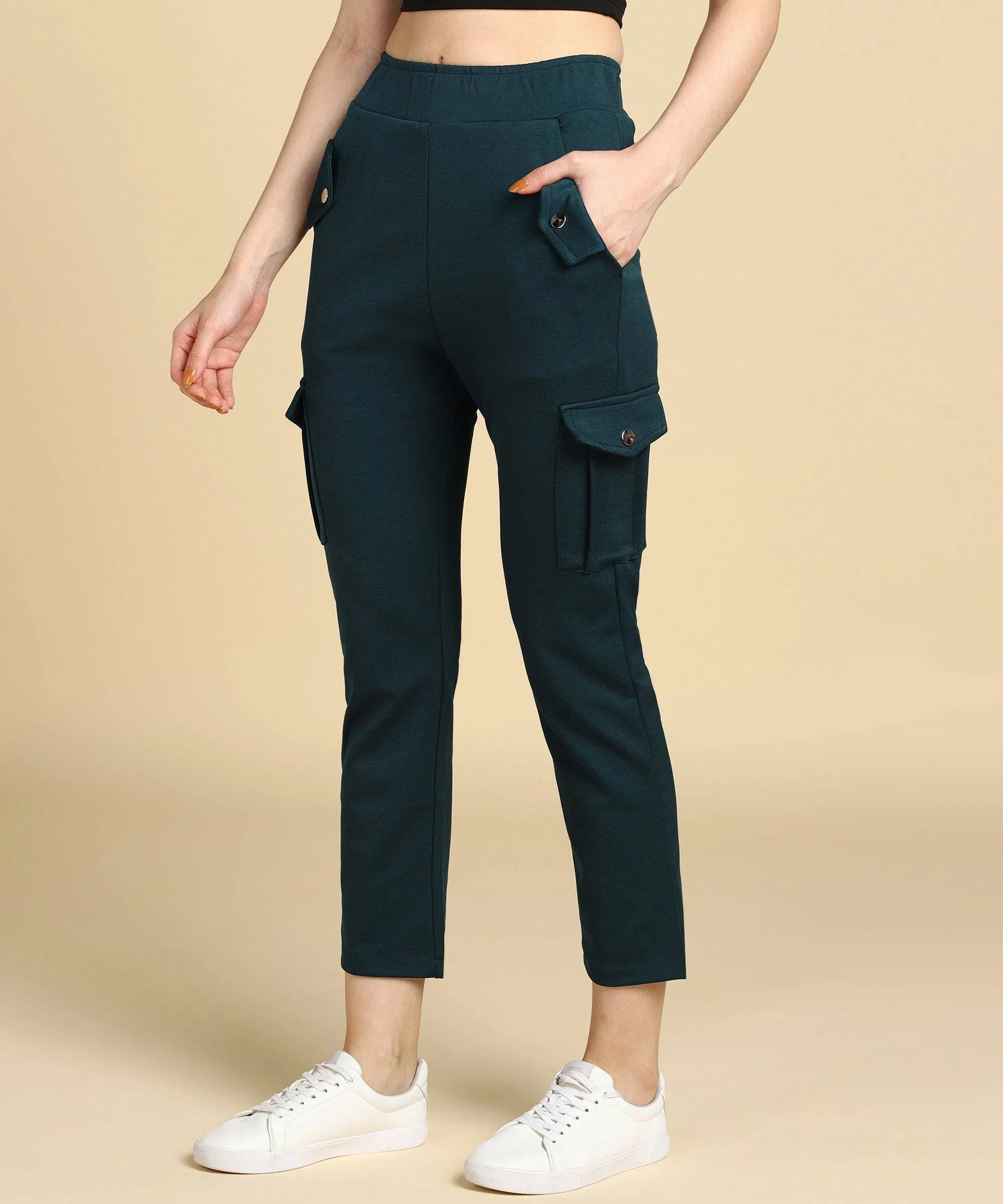 Casual High Waist Tapered Cargo Pants