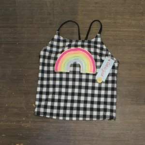 Cat & Jack Girls Gingham with Foil Rainbow Tankini 84072579 Black L