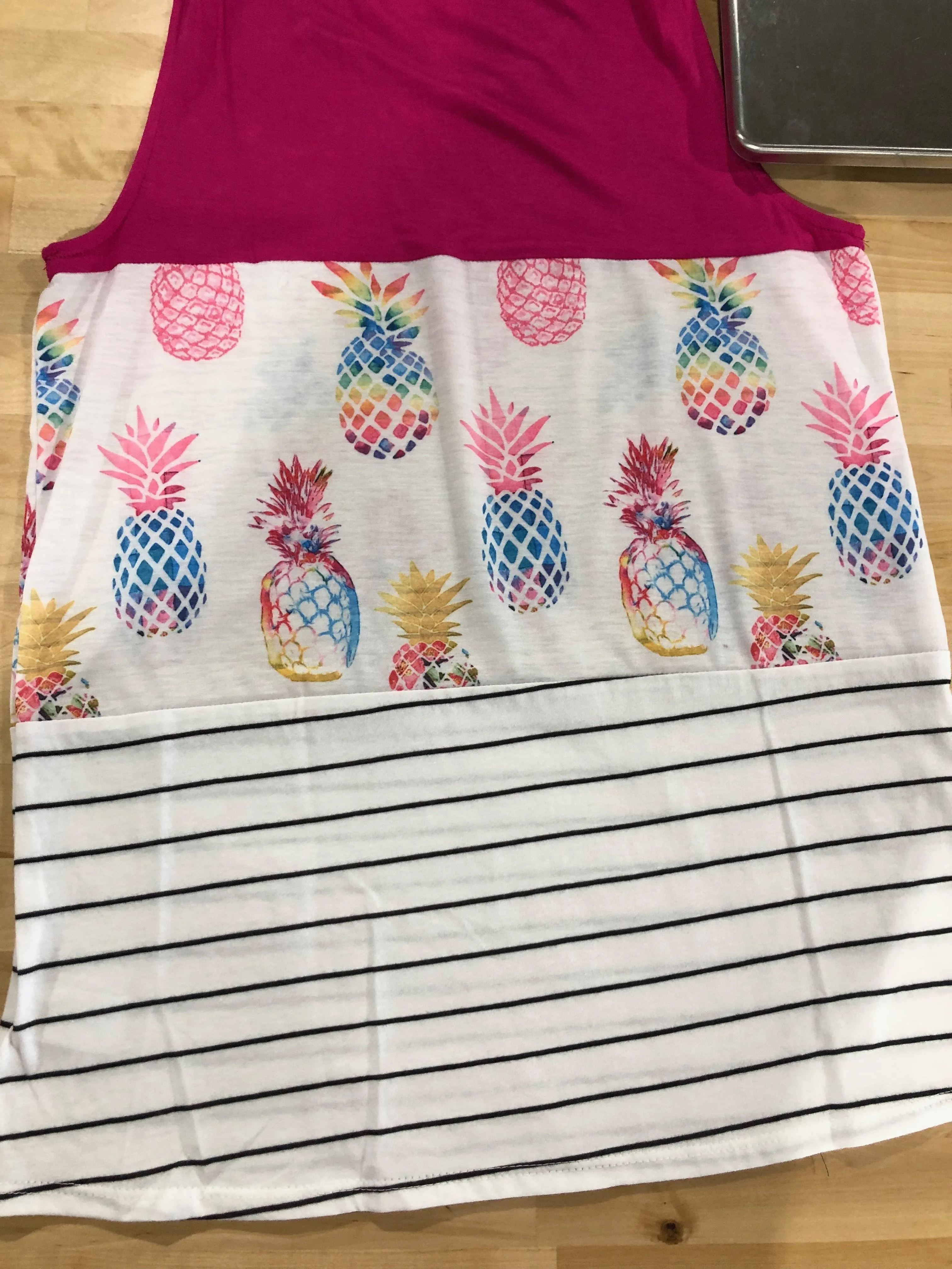 Catch Me By the Pool Colorblock Tank- Fuschia & White