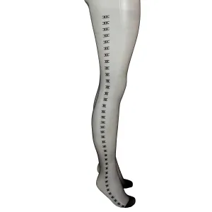 Chanel Black Sheer Logo Tights