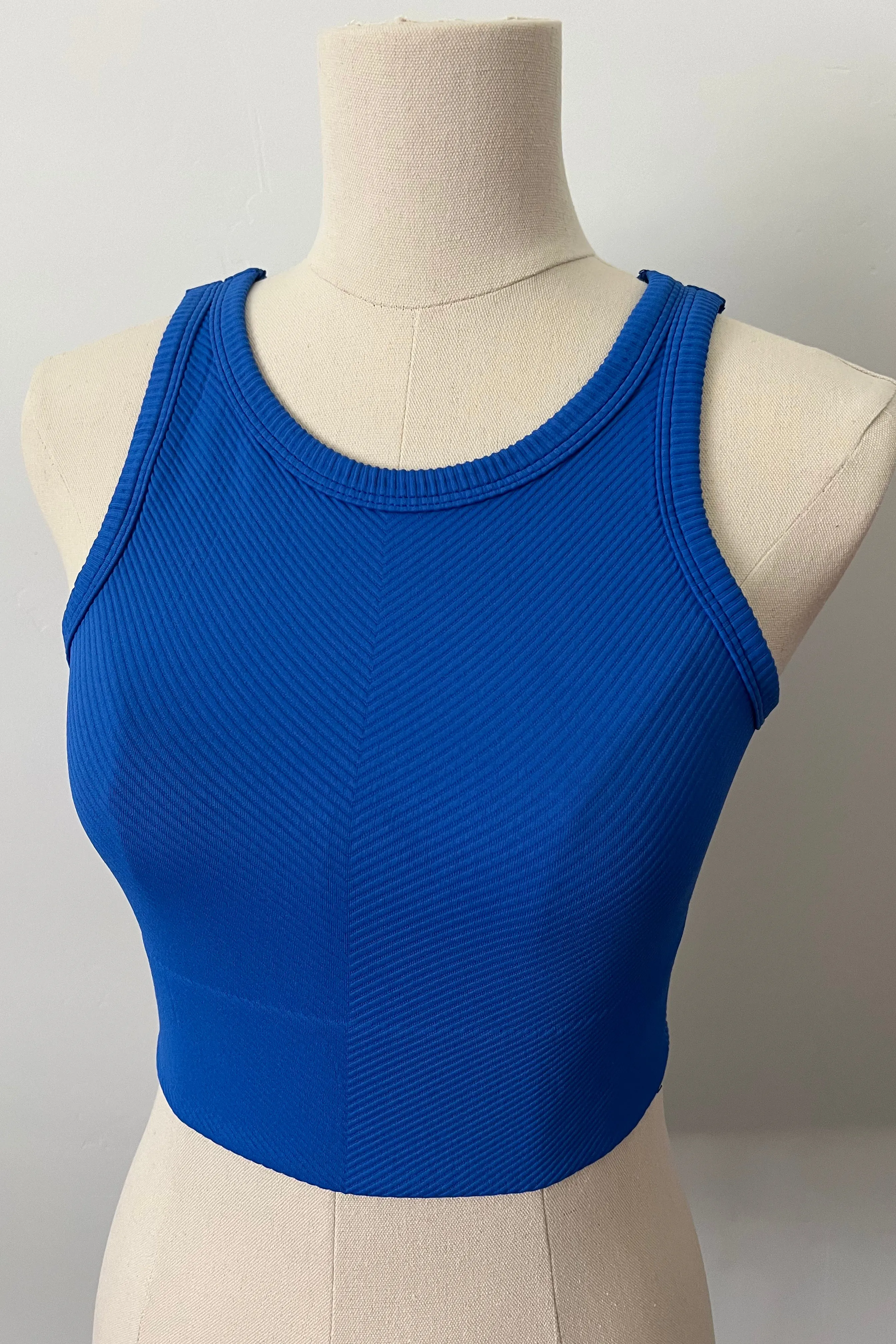 Chevron High Neck Crop - Royal