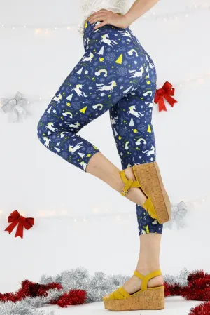 Christmas Unicorns - Casual Capri Leggings