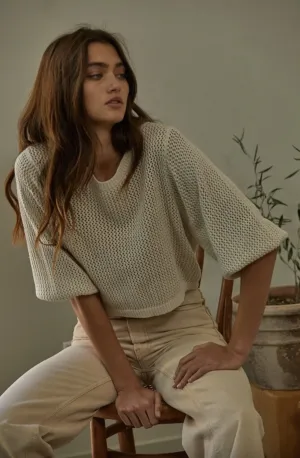 Cindy Crocheted 3/4 Sleeve Sweater