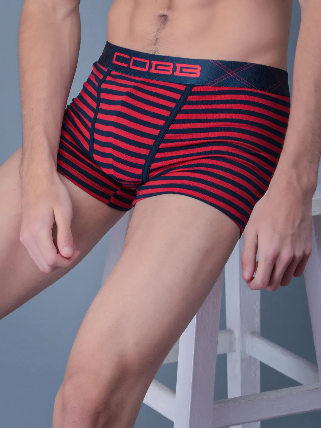 Cobb Light Blue Men Striped Trunk