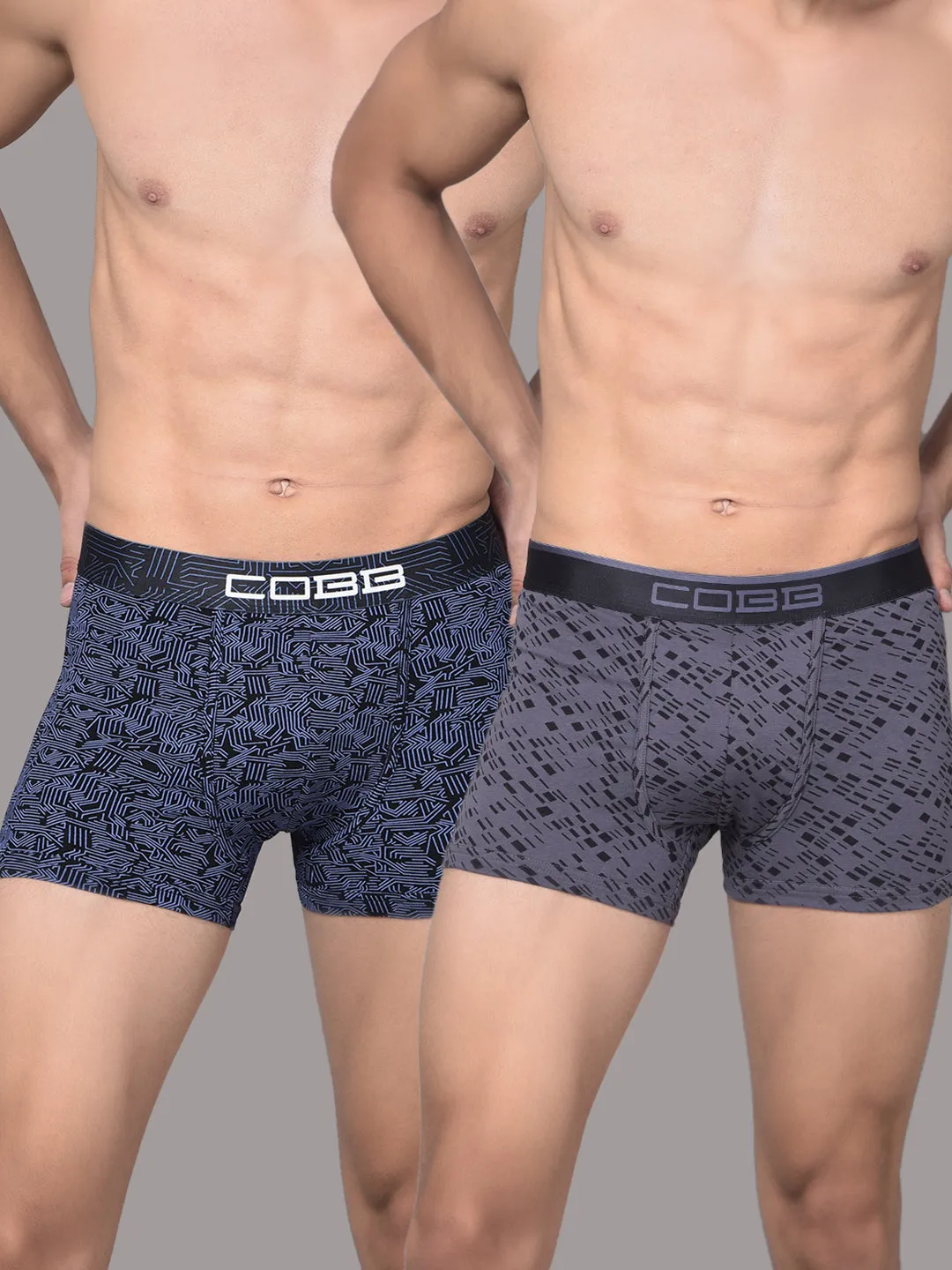 Cobb Mens Cotton Black and Blue Printed Premium Trunk (Pack of 2)