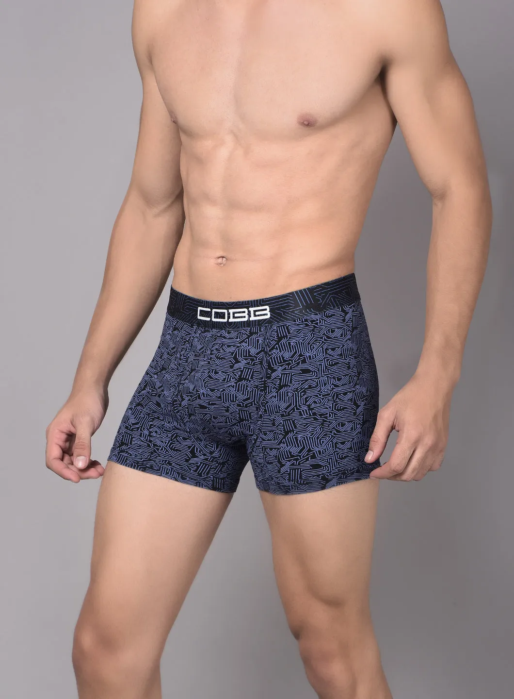 Cobb Mens Cotton Black and Blue Printed Premium Trunk (Pack of 2)