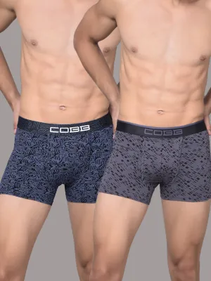 Cobb Mens Cotton Black and Blue Printed Premium Trunk (Pack of 2)