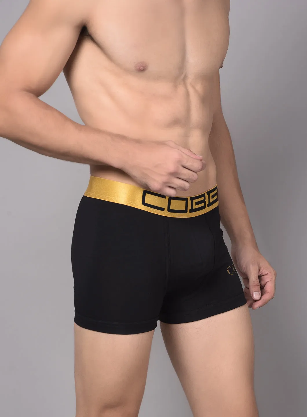 Cobb Mens Cotton Black and Navy Solid Premium Trunk (Pack of 2)