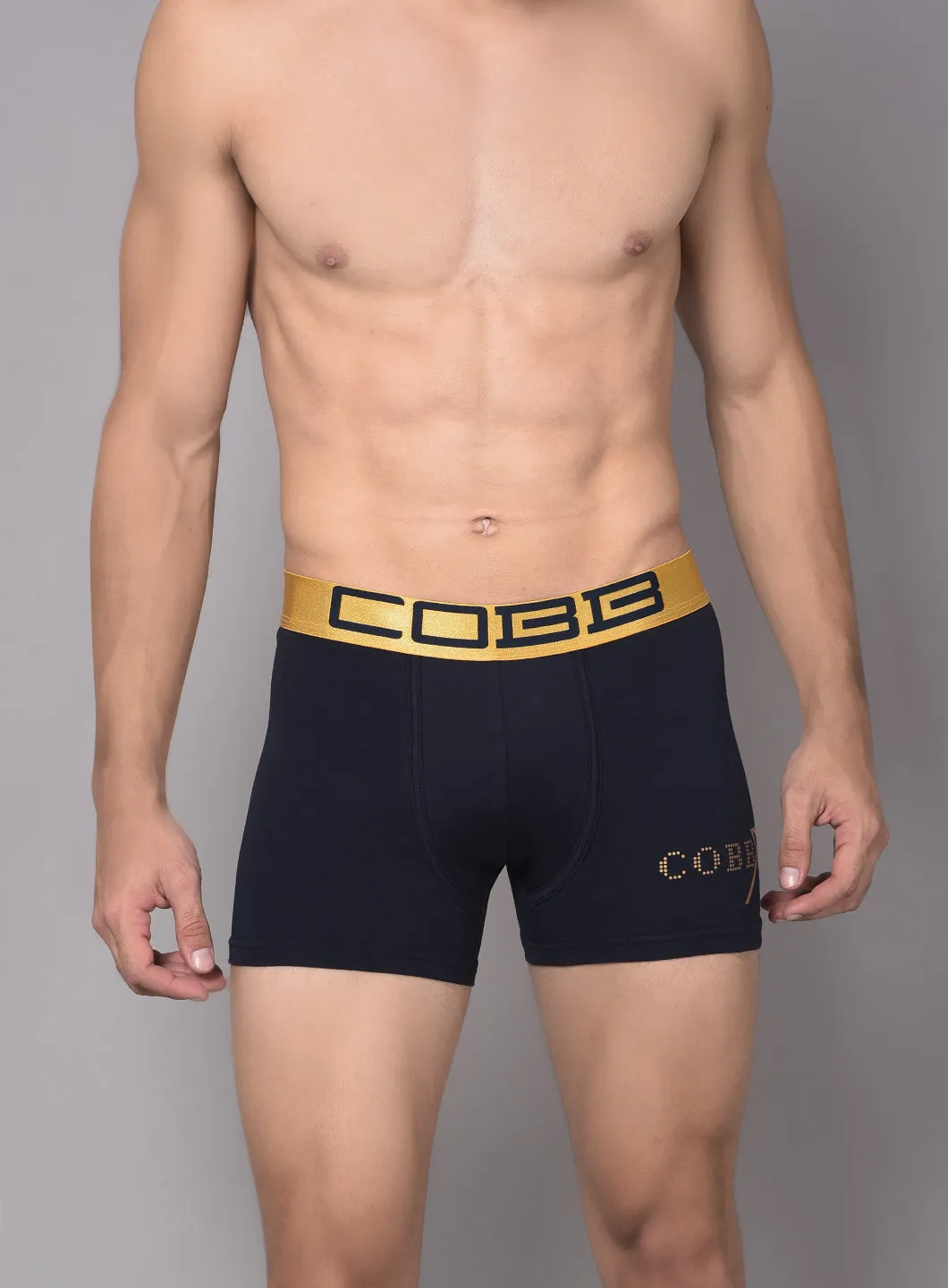 Cobb Mens Cotton Black and Navy Solid Premium Trunk (Pack of 2)