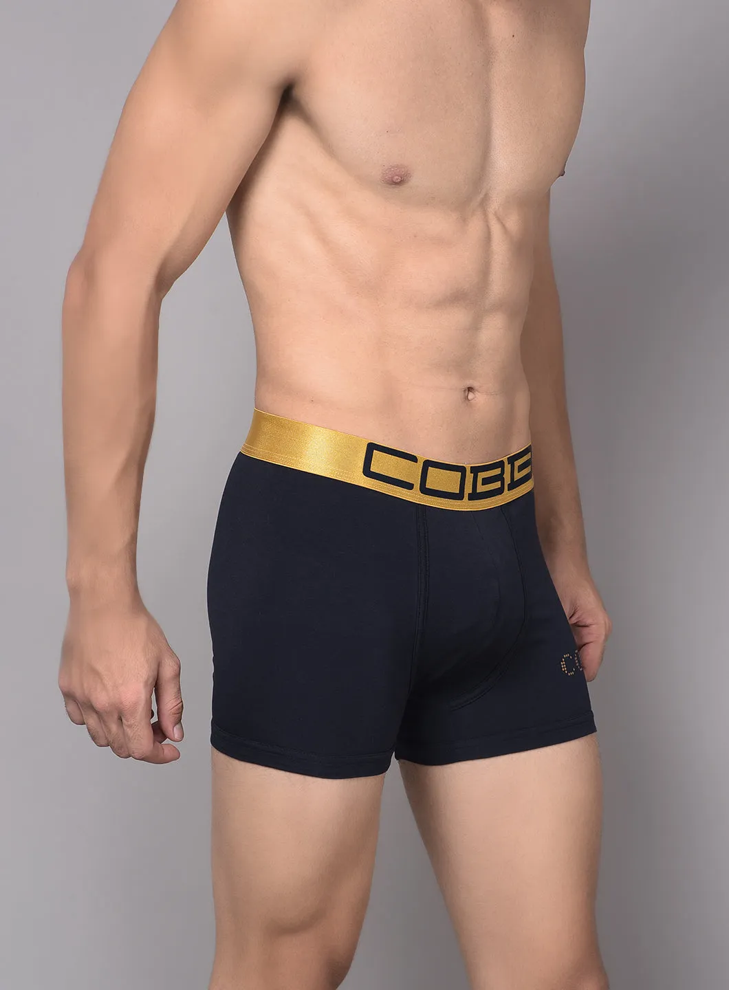 Cobb Mens Cotton Black and Navy Solid Premium Trunk (Pack of 2)