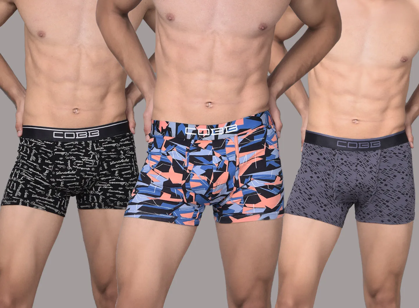 Cobb Mens Cotton Multicolored Premium Trunk (Pack of 3)