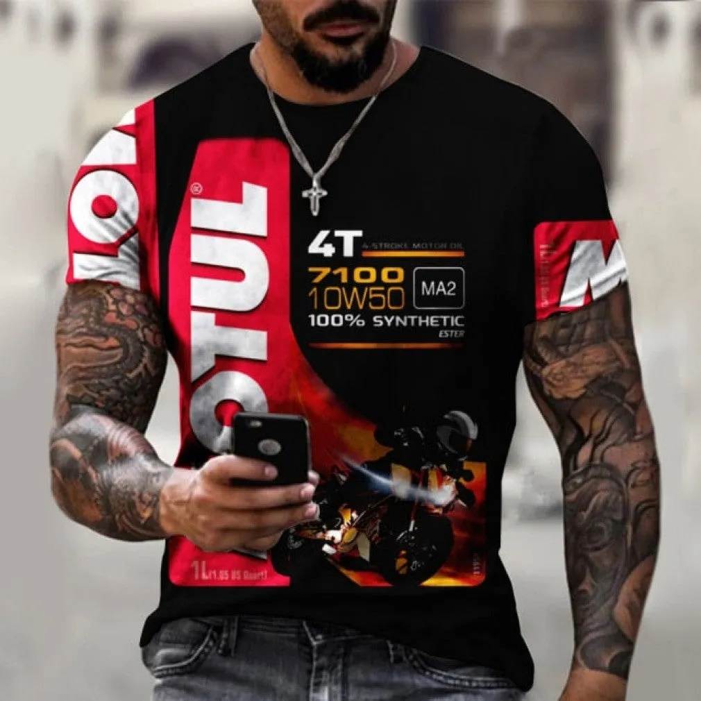 ContiNent 33 Men's T-Shirt Summer 3D Printing Short-Sleeved Oversized Short Sleeve Personality Fashion Stitching Pattern T-Shirts For Men