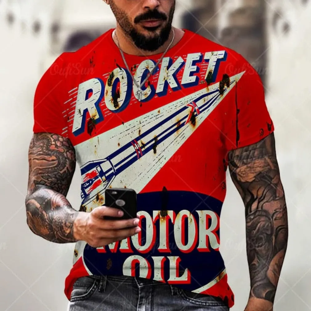 ContiNent 33 Men's T-Shirt Summer 3D Printing Short-Sleeved Oversized Short Sleeve Personality Fashion Stitching Pattern T-Shirts For Men