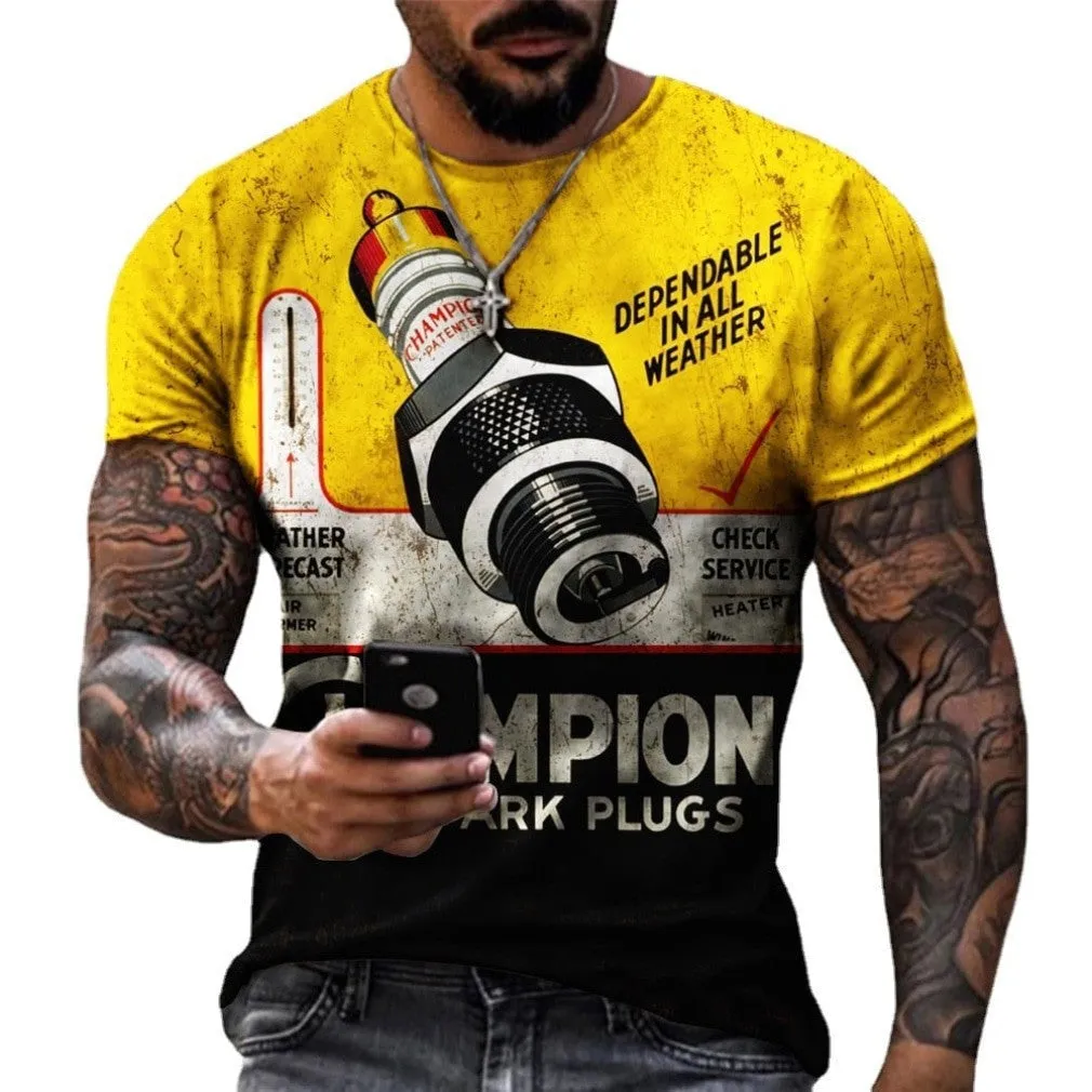 ContiNent 33 Men's T-Shirt Summer 3D Printing Short-Sleeved Oversized Short Sleeve Personality Fashion Stitching Pattern T-Shirts For Men