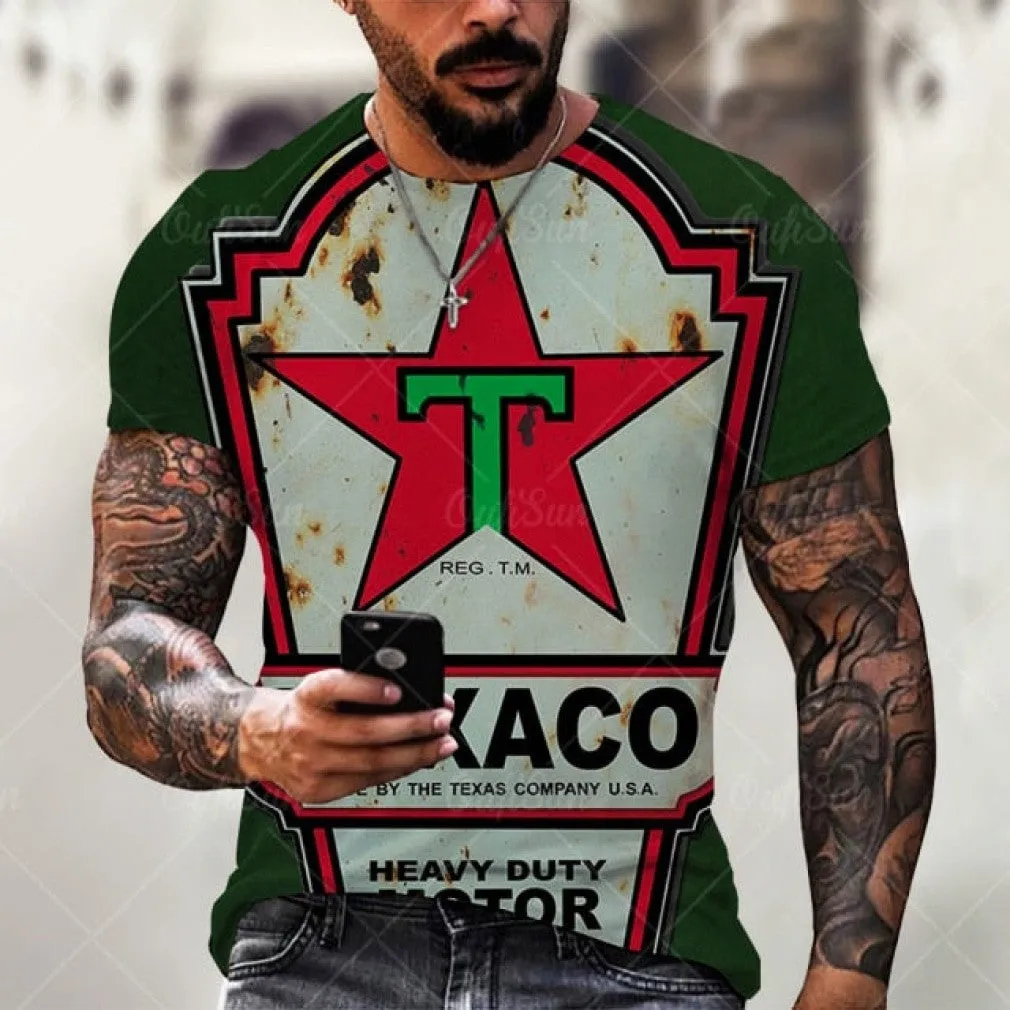 ContiNent 33 Men's T-Shirt Summer 3D Printing Short-Sleeved Oversized Short Sleeve Personality Fashion Stitching Pattern T-Shirts For Men