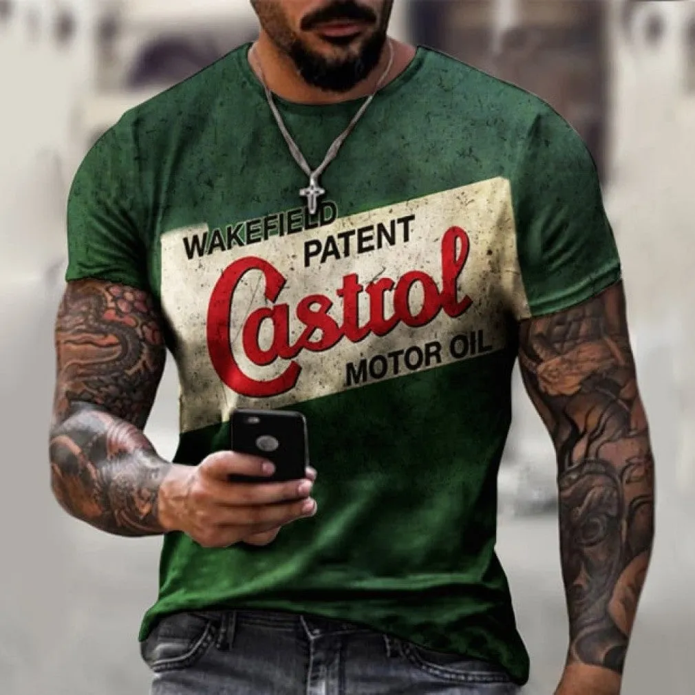 ContiNent 33 Men's T-Shirt Summer 3D Printing Short-Sleeved Oversized Short Sleeve Personality Fashion Stitching Pattern T-Shirts For Men