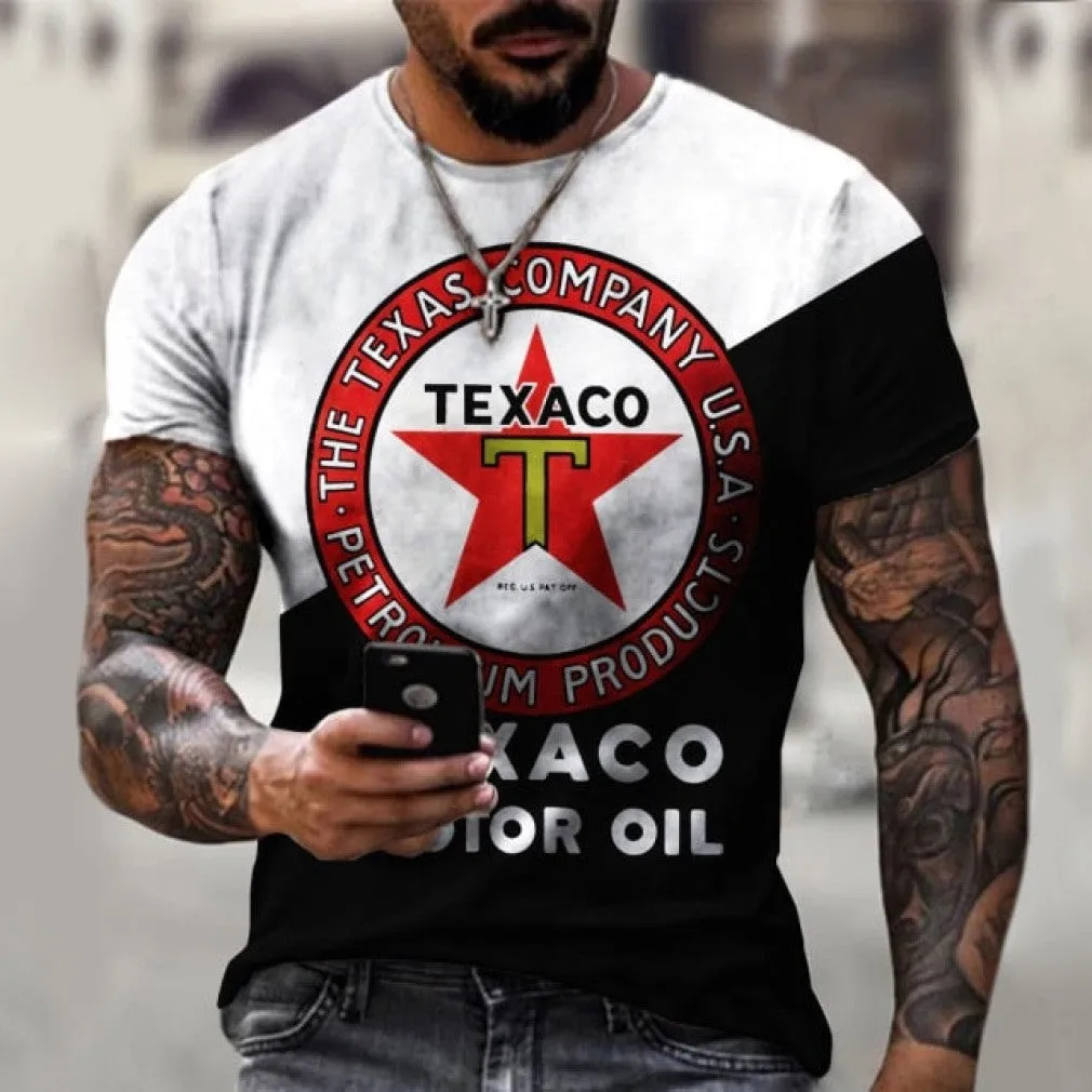 ContiNent 33 Men's T-Shirt Summer 3D Printing Short-Sleeved Oversized Short Sleeve Personality Fashion Stitching Pattern T-Shirts For Men