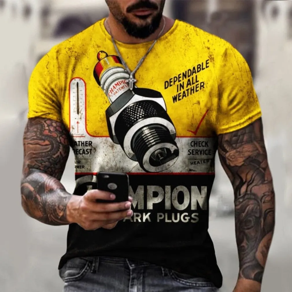 ContiNent 33 Men's T-Shirt Summer 3D Printing Short-Sleeved Oversized Short Sleeve Personality Fashion Stitching Pattern T-Shirts For Men