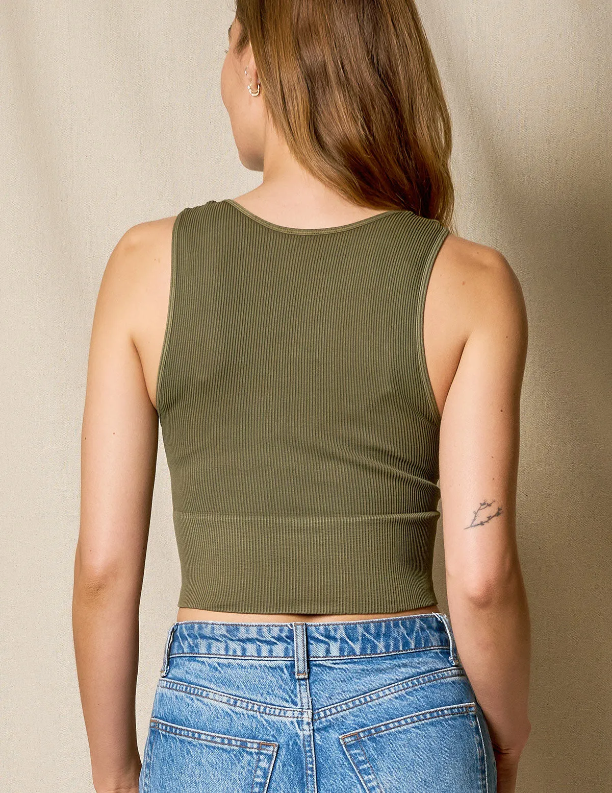 Control Fit Vintage Deep V Crop