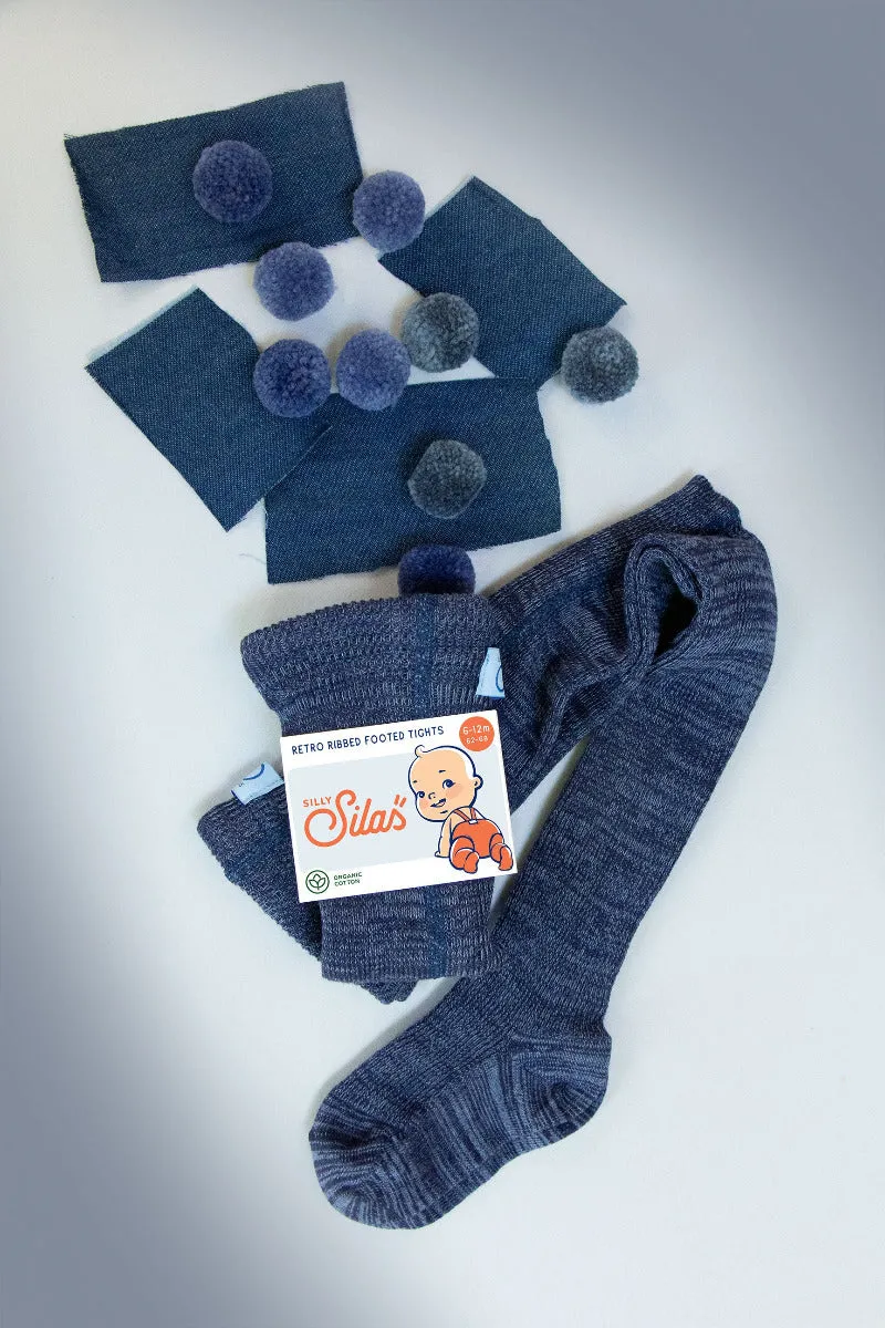Cotton Footed Tights - Denim