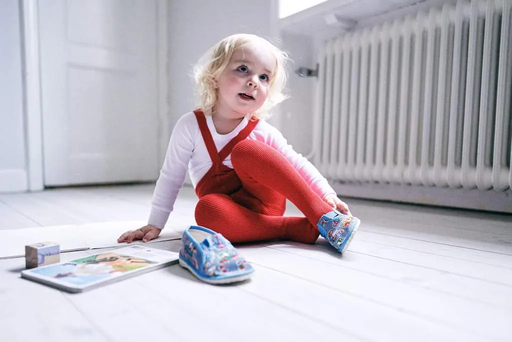 Cotton Footed Tights - Love Red