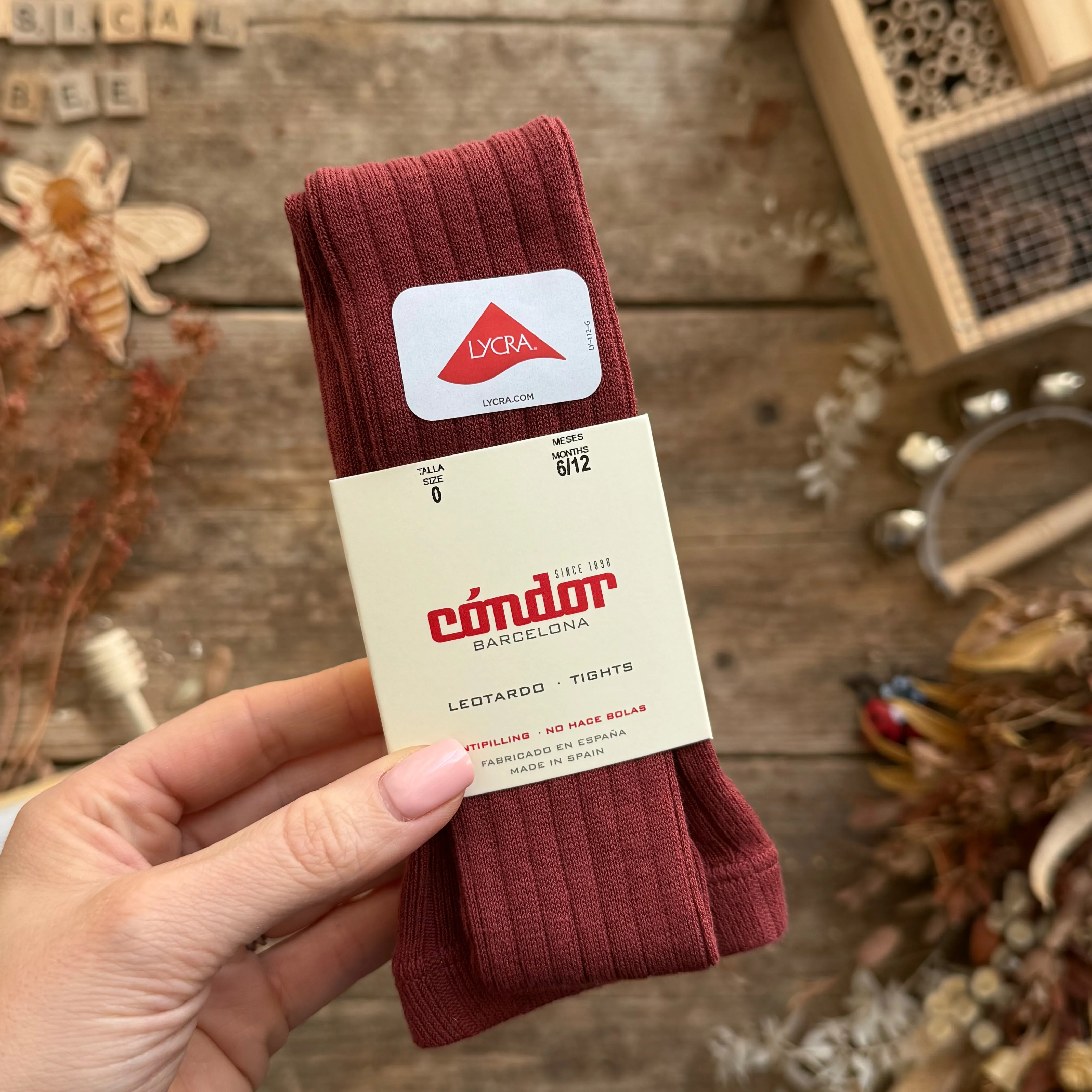 Cotton Rib Tights | Marsala