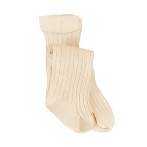 Cotton Ribbed Tights | Oat