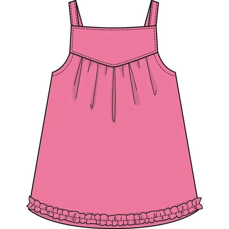 CR Kids Strap Tunic with Yoke Ruffle & Trim - Pink