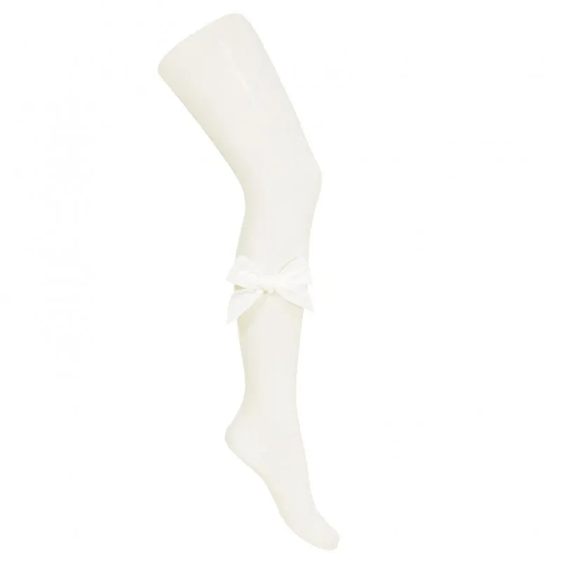 Cream Velvet Bow Tights