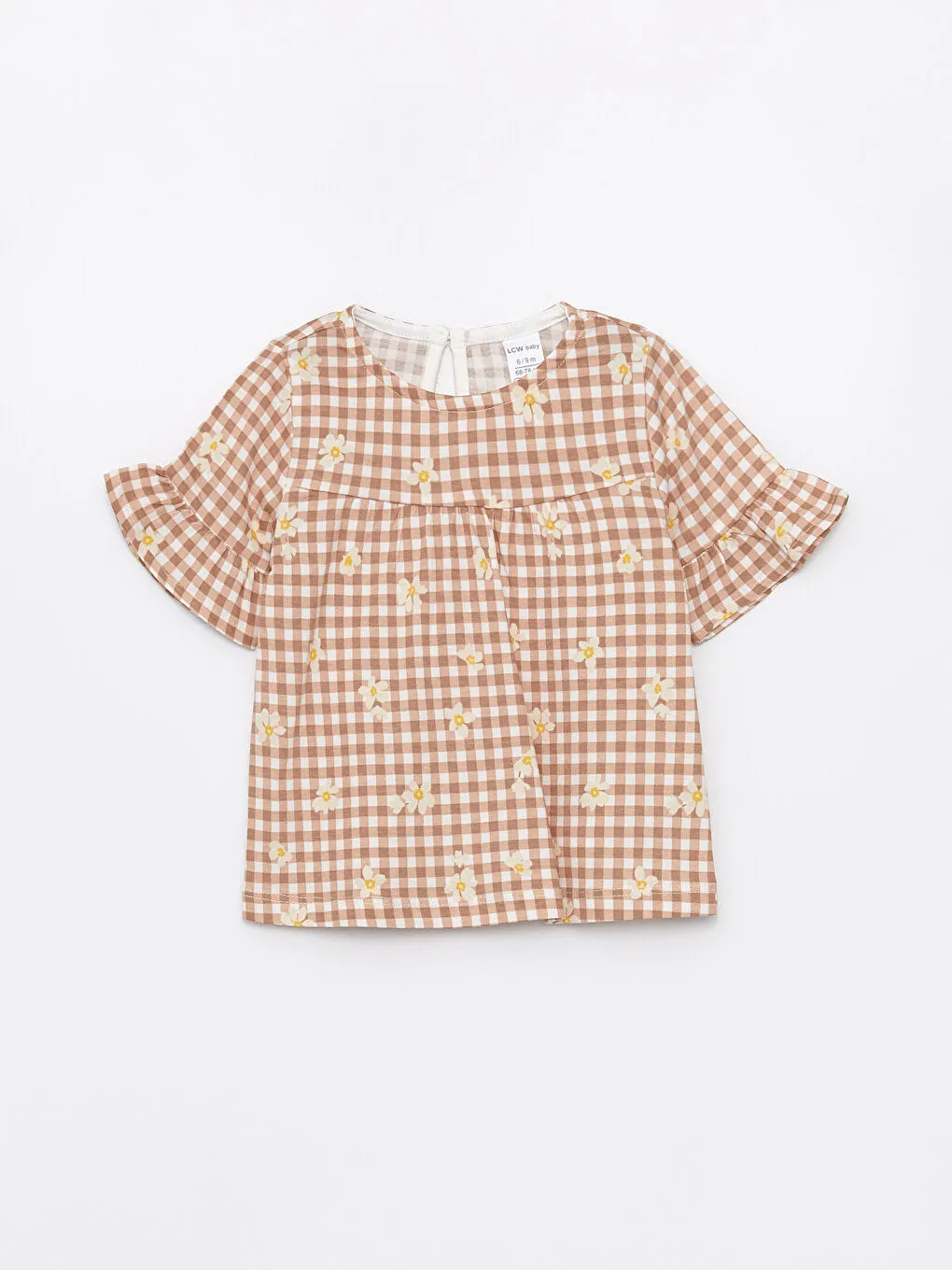 Crew Neck Floral Patterned Baby Girl Blouse and Tights 2-Piece Set