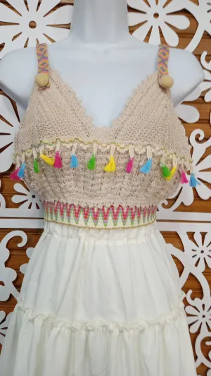 Crochet crop top with tassels