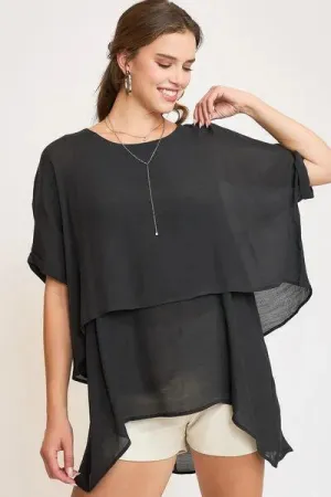 Cuffed Half Sleeve Layered Top
