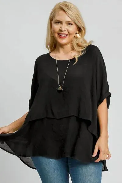 Cuffed Half Sleeve Layered Top